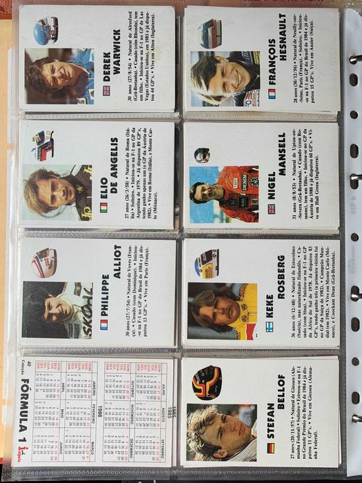 Calendários Antigos - Fórmula 1 (preço unitário)