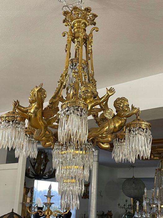 Żyrandol Pałacowy Wisząca Lampa 6 Aniołów