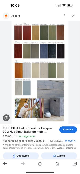 Tikkurila Helmi Furniture Lacquer 30 (2,7 litra) Kolor 5060