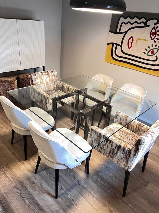 Conjunto Sala de Jantar - Mesa, Cadeiras, Sofá, Movel de Bar, Movel de TV