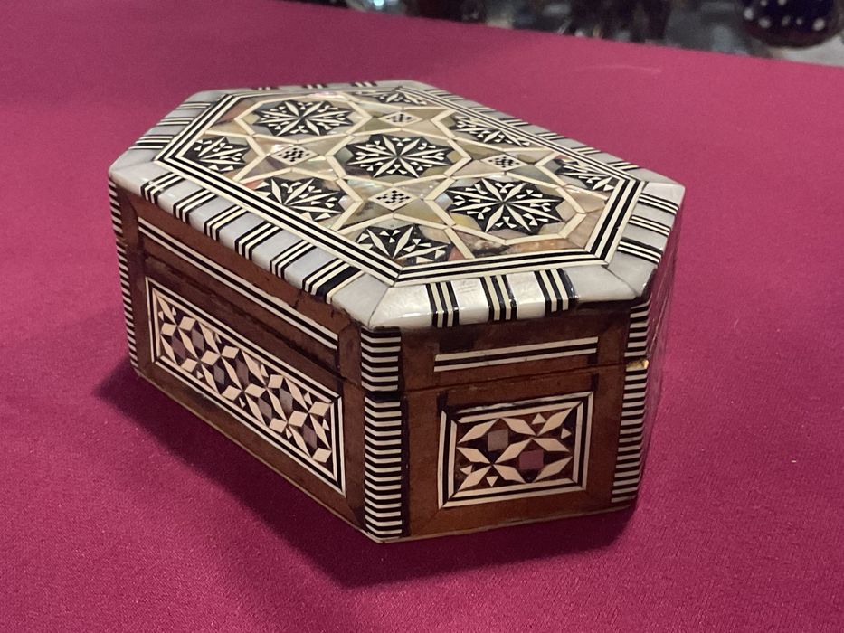 Caixinha joias moorish mosaic madre pérola 12x7,5x4,5 cm