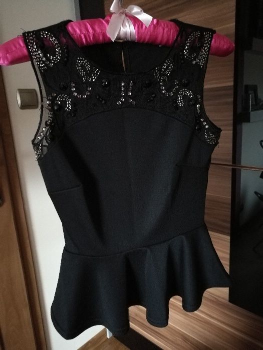 Bluzka New Look Koronka Baskinka Kamienie xs 34