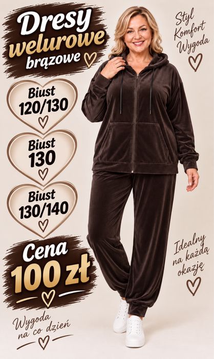 Nowy dres welurowy biust 140
