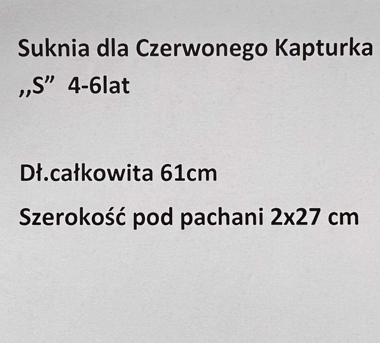 Czerwony kapturek suknia