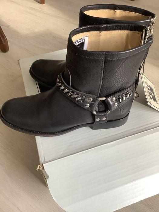 Байкерські шкіряні чоботи Frye Phillip Chain Black Moto Short Harness