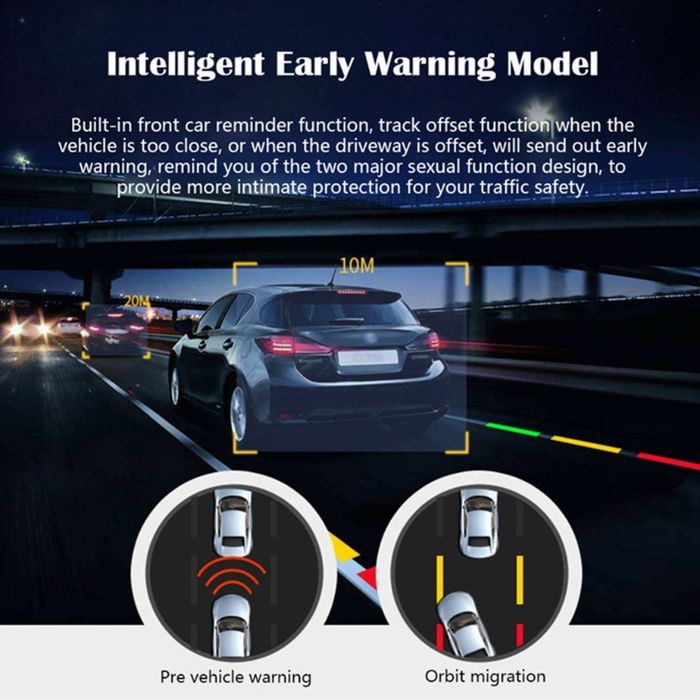 ADAS Dashcam HD 1080P USB Car DVR Camera gravação loop G-Sensor NOVO