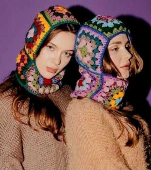 Балаклава чепчик бабушкины квадраты  капор