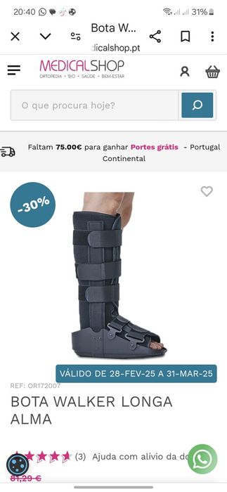 Bota ortopedica para pe direito
