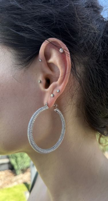 Сріблясті сережки-кільця Luv Aj Pave Amalfi Hoops (Оригінал) НОВІ
