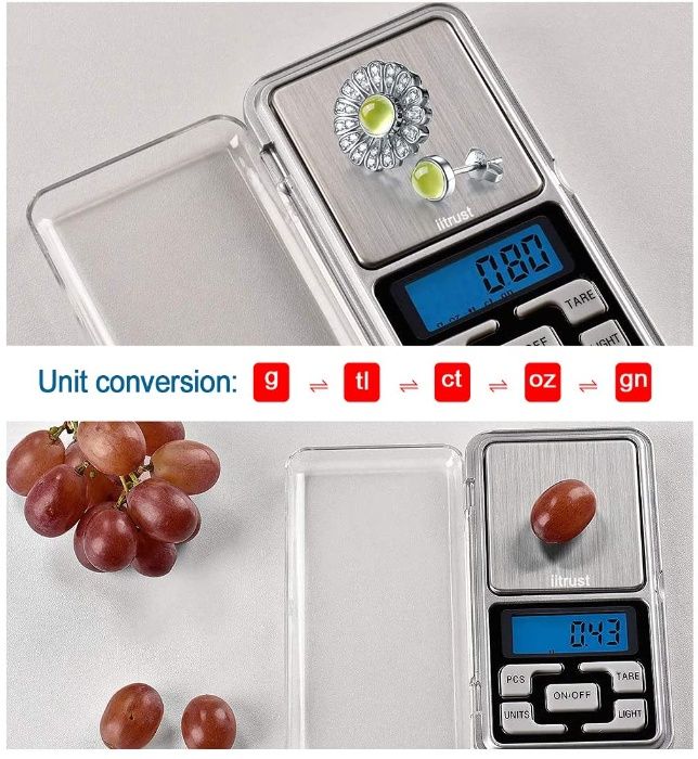 Balança digital aço inoxidável 0.01 - 500g ecrã LCD Joias Café Cozinha