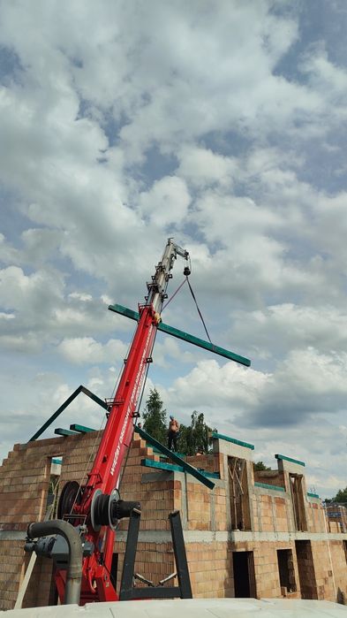 Dźwig dekarski 32m plus zwyżka, chwytak do dachówki, stół polaciowy