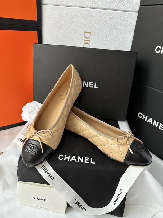 Baleriny chanel beige leather