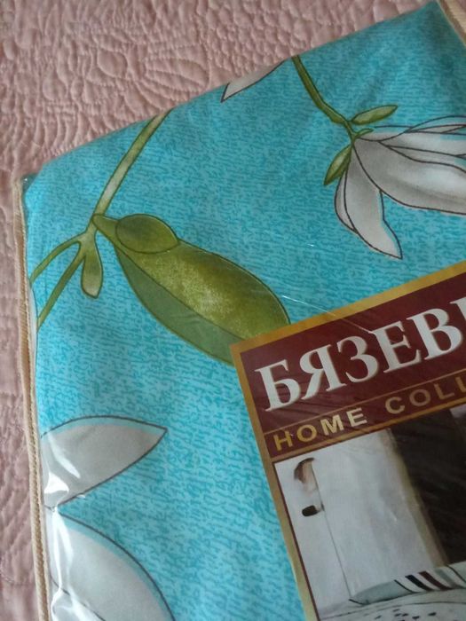 Комплект Постільна білизна Євро розмір Бязь Бавовна Квіти Бірюзова