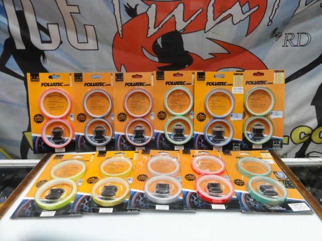 Fita para jantes foliatec em VERMELHO, VERMELHO NEON,LARANJA, AZUL RACING, AZUL TURQUESA, BRANCO, VERDE, VERDE NEON, ROSA, LARANJA, AMARELO, AMARELO