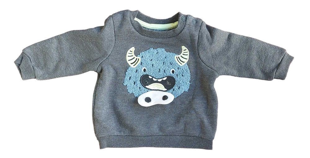 Conjunto Camisola + Calças Cinza Escuro Monstro Primark 3-6 meses