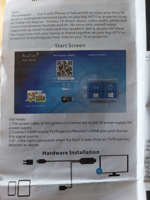 Any Cast M2Plus Wifi/HDMI/USB