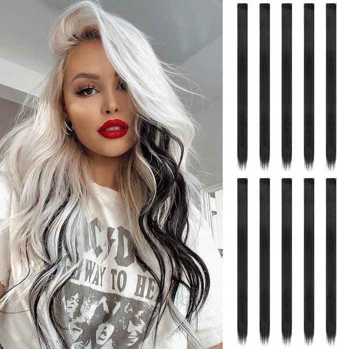 Pasemka naturalne do włosów czarne Peruka 10szt