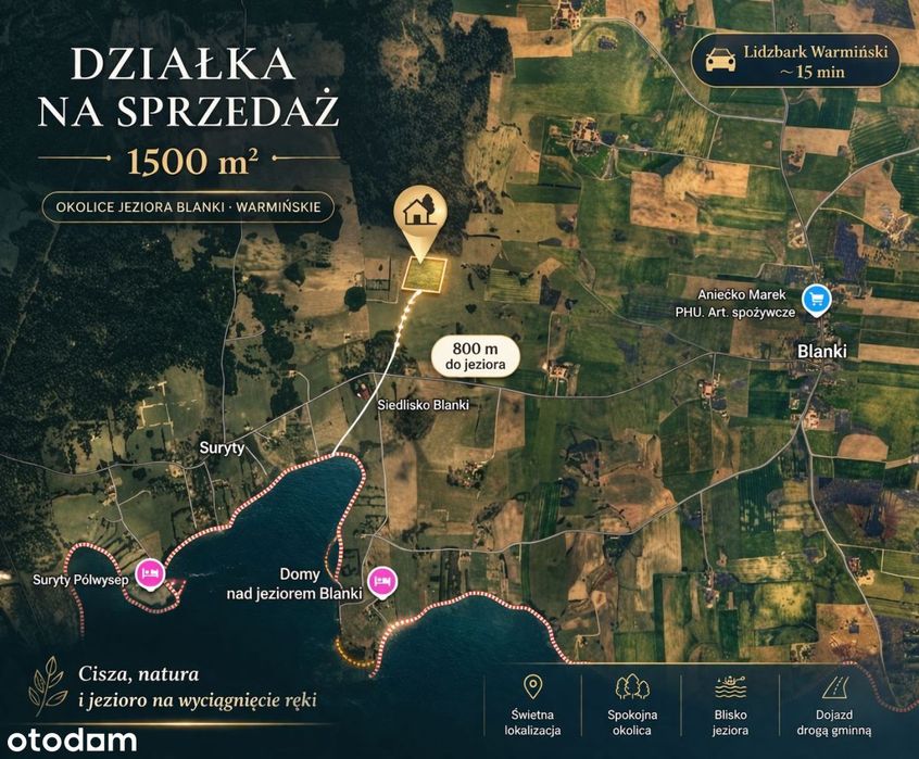 Malownicza działka 800 m od jeziora Blanki - Widok 3