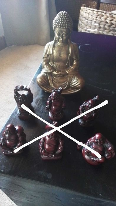 Peças de cerâmica chinesa e budas, para decoração