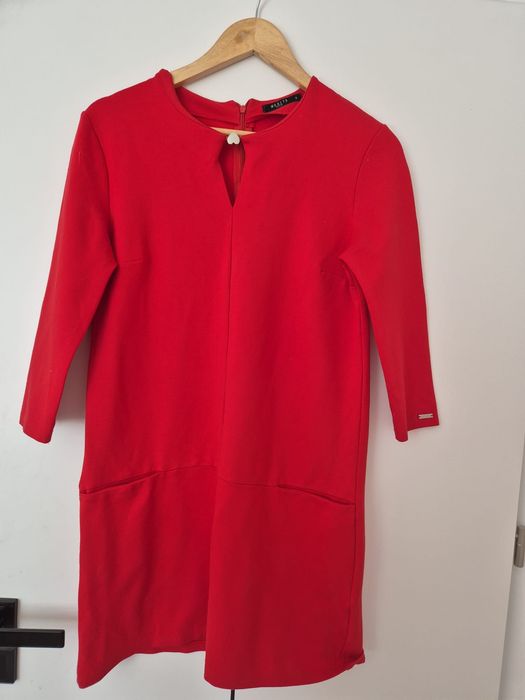 Sukienka czerwona elegancka wizytowa romantyczna Mohito 36/S