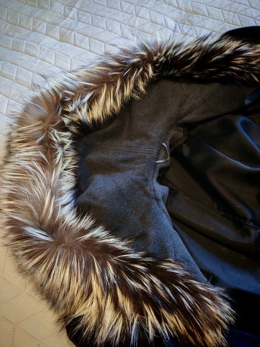 Пальто зимнее (шерстяное шерсть) кашемир серое (чернобурка)