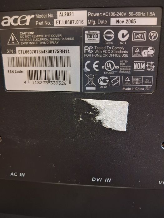 Монітор Acer AL2021