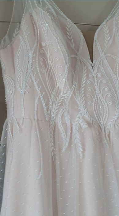 Suknia ślubna wzór Anna Kara ecru i  brzoskwinia łososiowa  44 46