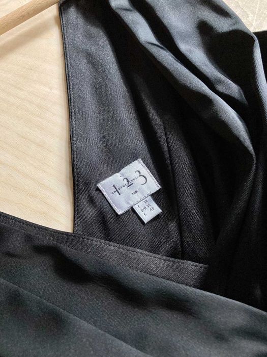 1 2 3 Paris Un Deux Trois mała czarna satynowa sukienka z acetatu XS S