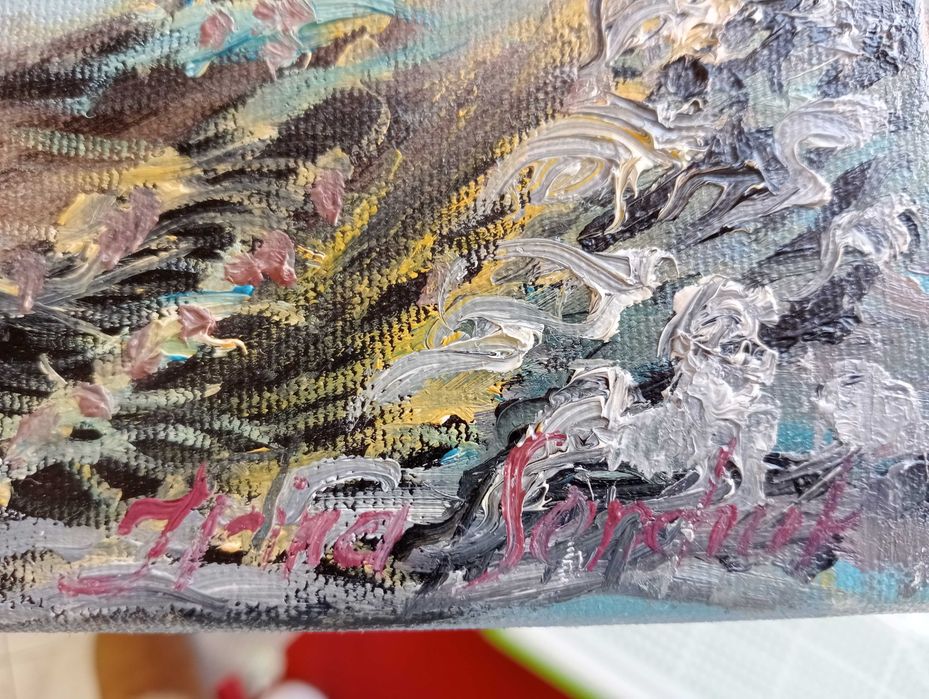 Quadro bailarina de negro a óleo