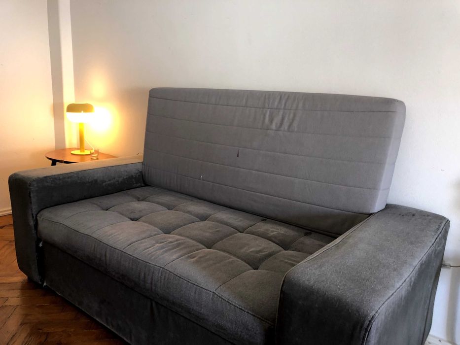 Sofá-Cama Cinzento Extensível