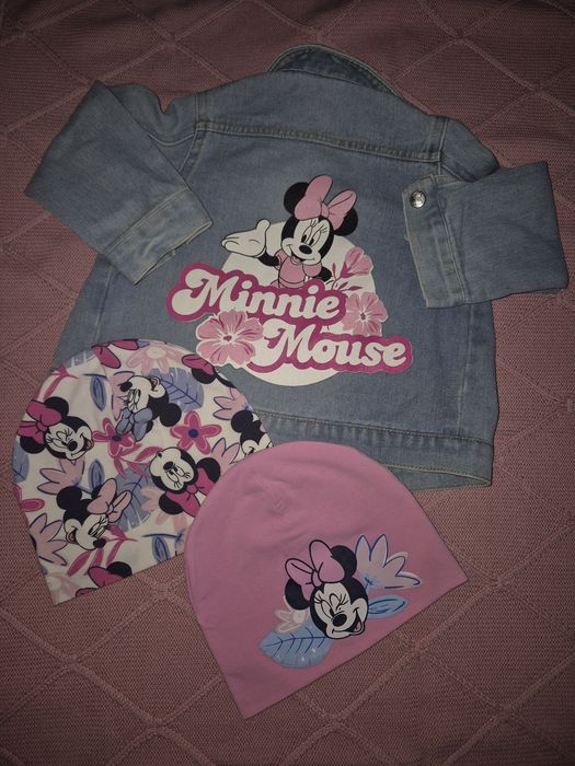 Kurtka jeans 74 plus czapeczki