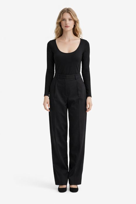 All saints czarne body z długim rękawem i dekoltem łódką 34 i4a