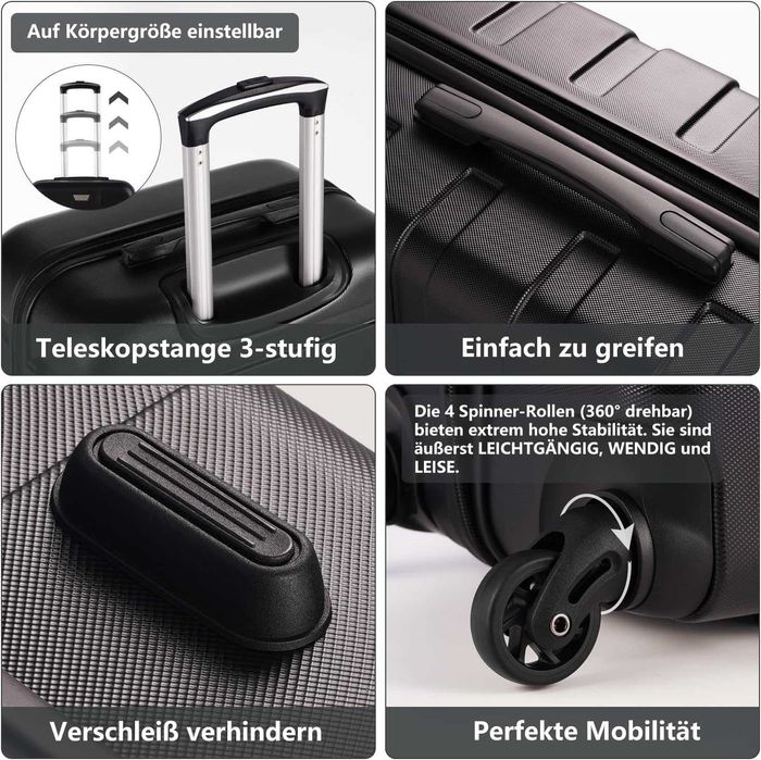 COOLIFE Walizka podręczna premium  Czarna