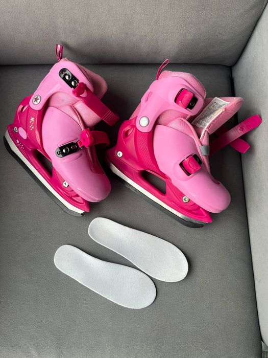 Łyżwy regulowane 32-33 Hokejowe łyżwy 34-35 dziewczęce zimowe Różowe