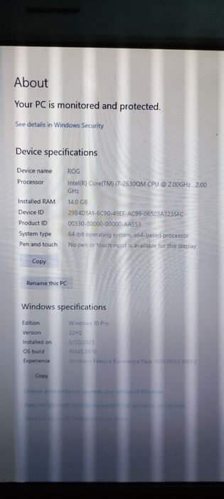 Asus G73SW i7 windows 10
