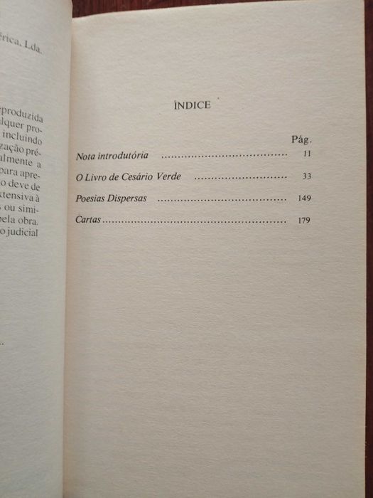 O livro de Cesário Verde e poesias dispersas