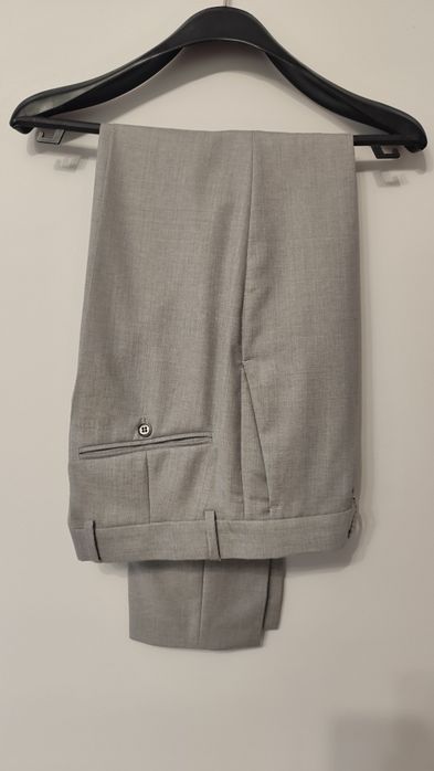 Szary garnitur H&M wełna Marlane - roz. 46 slim fit