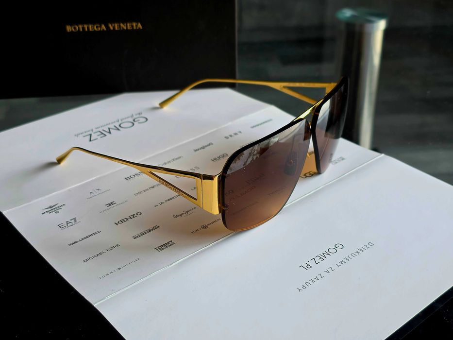 Bottega Veneta BV1065S 002 Złote Okulary Przeciwsłoneczne Jak Nowe