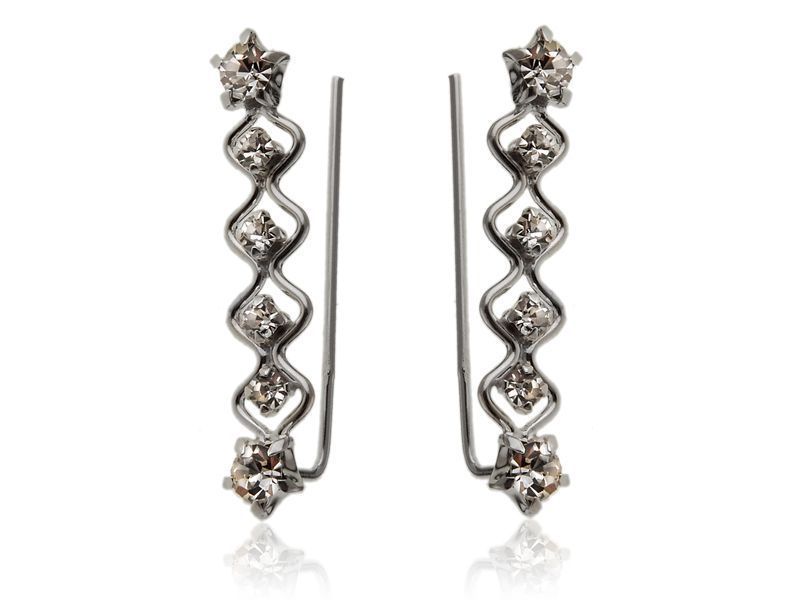 Kolczyki Proste Nausznice Gwiazdki Białe Cyrkonie Kn124