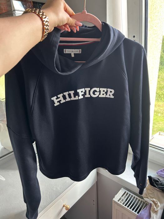 bluza tommy hilfiger s granatowa z kapturem
