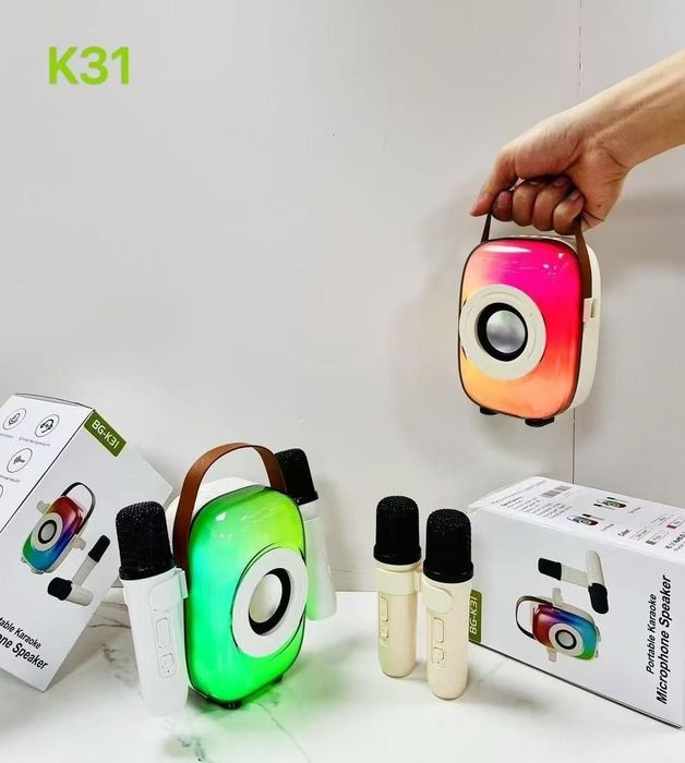 Портативна дитяча  колонка з двома караоке мікрофонами BG-K31