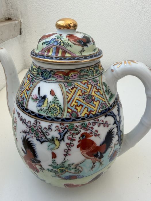 2 peças bule de chá chinês porcelana antiga