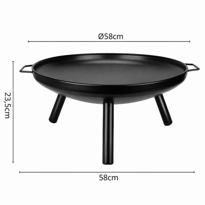 Palenisko Ogrodowe 60 cm / Misa na Ognisko Grill / Stalowe Solidne / Do Ogrodu lub Tarasu