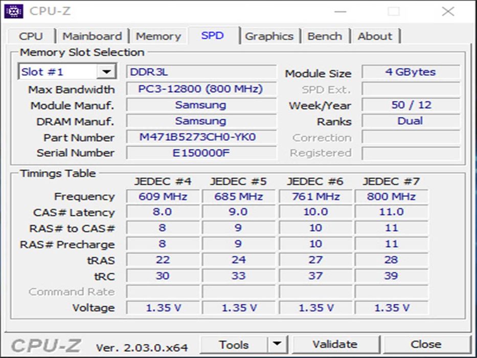 DDR3 8GB Samsung 12800 L