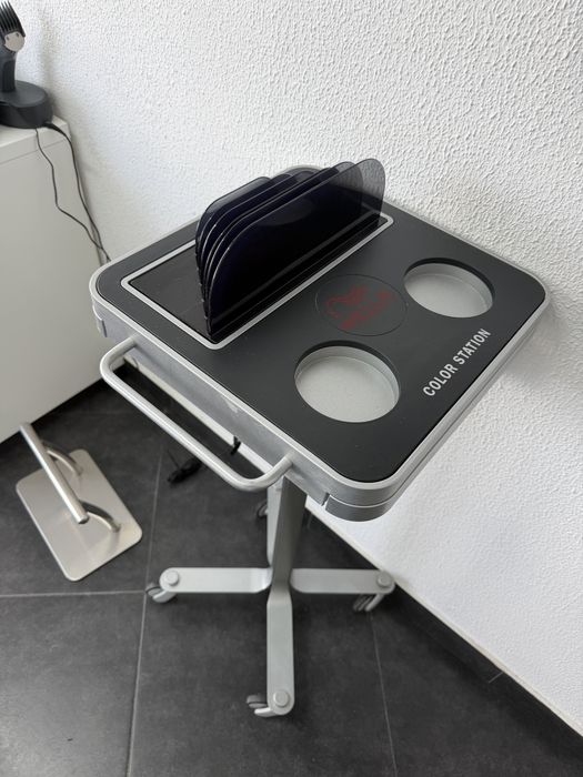 Kit barbearia Lavatório, Cadeira e Carrinho Auxiliar