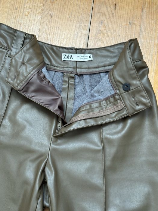 Шкіряні коричневі штани Zara, розмір S