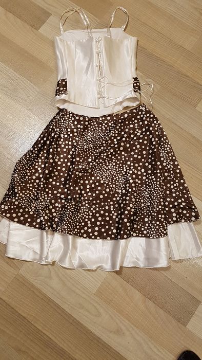 Komplet gorset+ spódnica w grochy r. 36