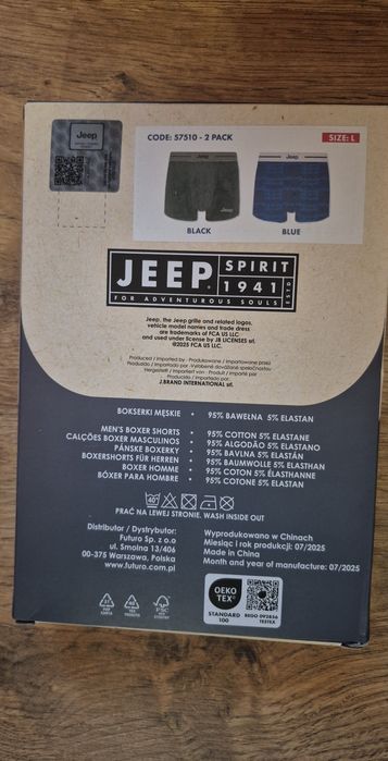 Jeep Spirit bokserki meskie dwupak idealnie dopasowane rozmiar L