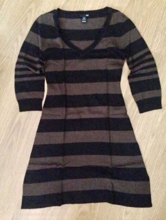 Vestido riscas malha preto/castanho