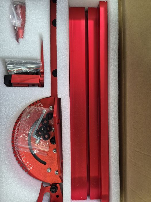 Conjunto de Medidor de Ângulo e Guia com Batente de Trilho para Serra